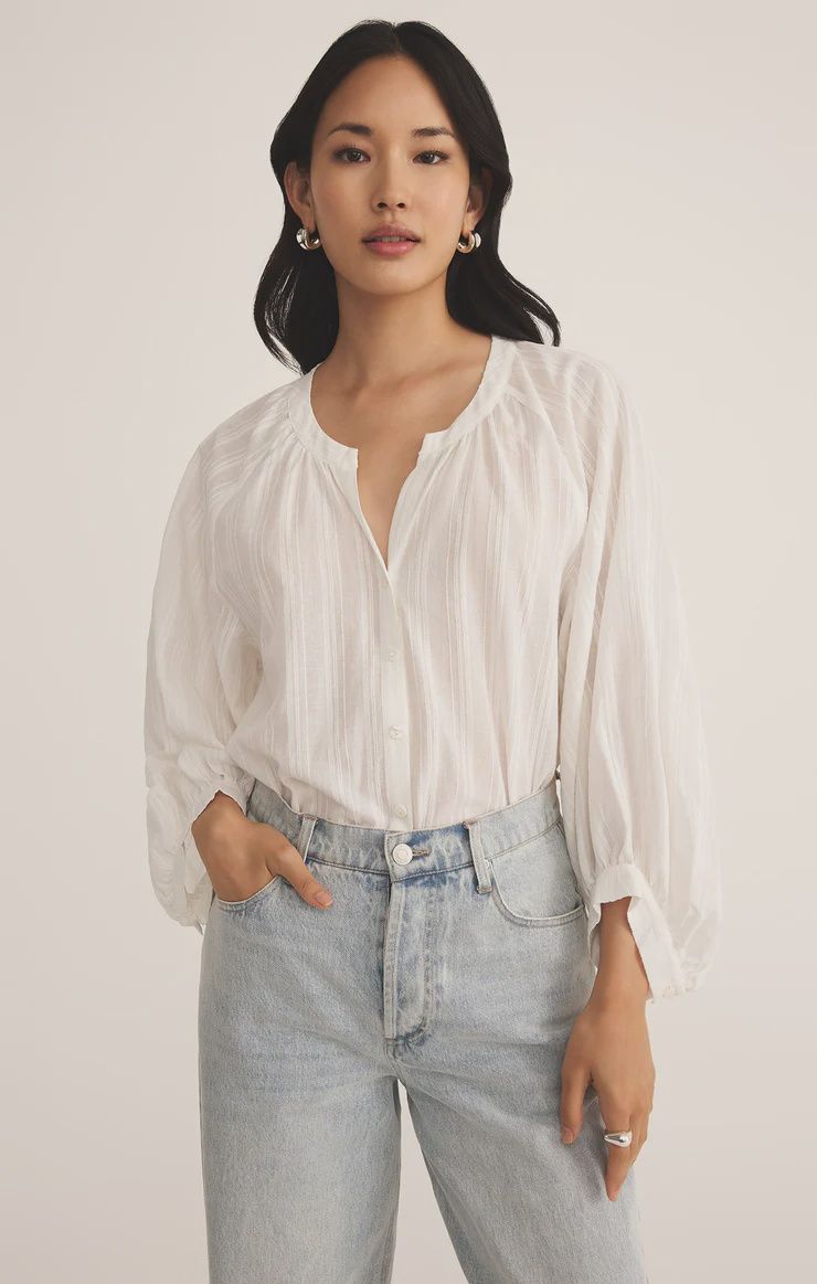 Wren Button Up Top, Color: White, Size: Xs