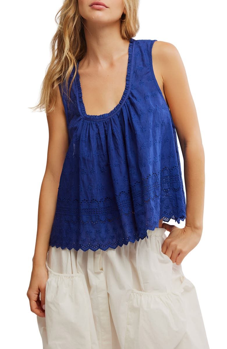 Marina Eyelet Tank, Color: Bellwether Blue, Size: XS