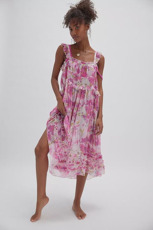 Moon Phase Printed Midi Slip Dress