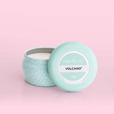 Volcano Aqua Printed Mini Tin Candle, 3 oz
