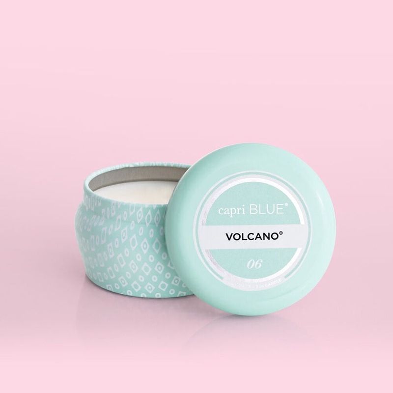 Volcano Aqua Printed Mini Tin Candle, 3 oz