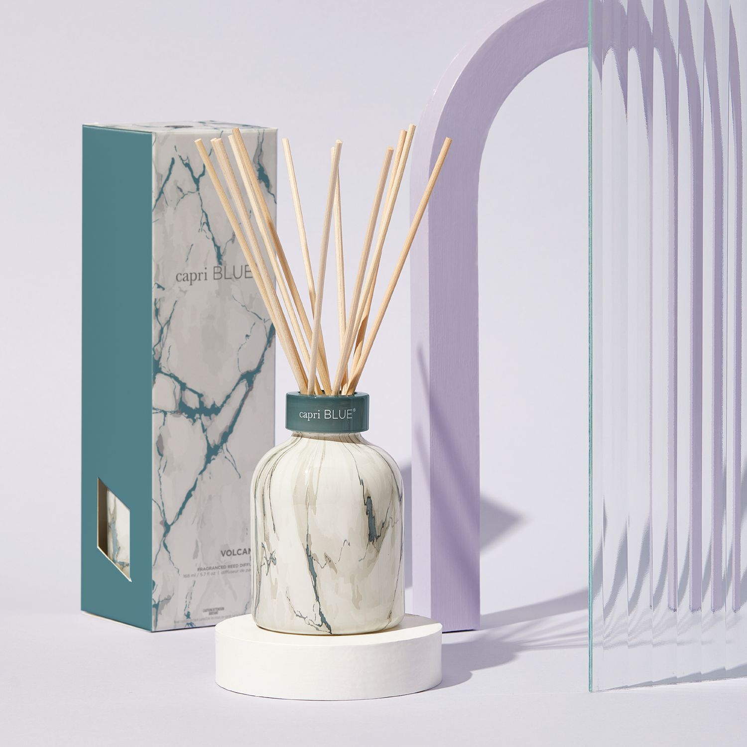 Volcano Modern Marble Petite Reed Diffuser, 5.7 fl oz