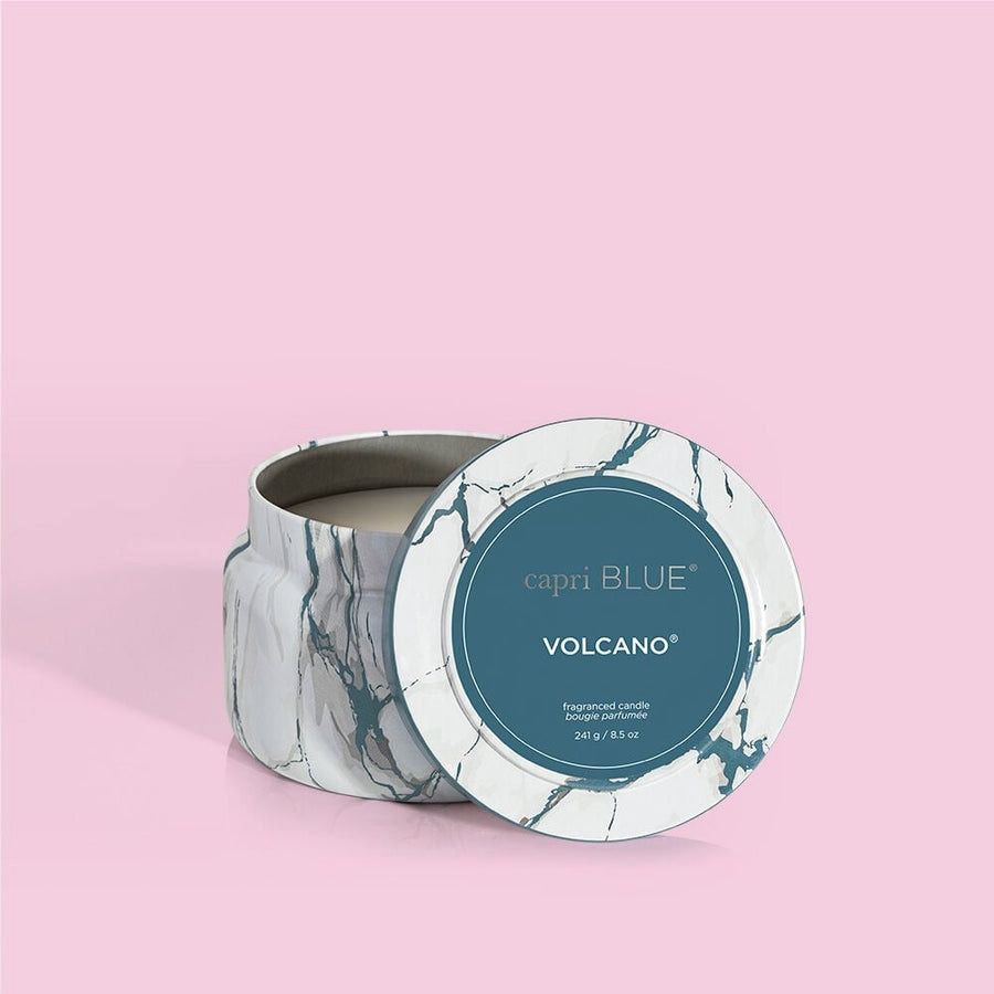 Volcano Modern Marble Printed Travel Tin Candle, 8.5 oz