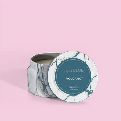 Volcano Modern Marble Printed Travel Tin Candle, 8.5 oz