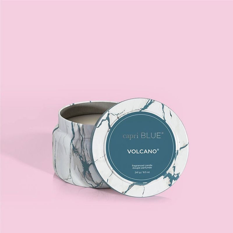 Volcano Modern Marble Printed Travel Tin Candle, 8.5 oz