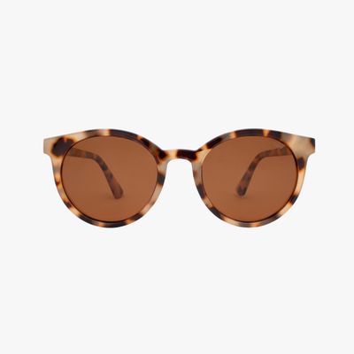 Heron Latte Tortoise Polarized Round Fashion Sunglasses