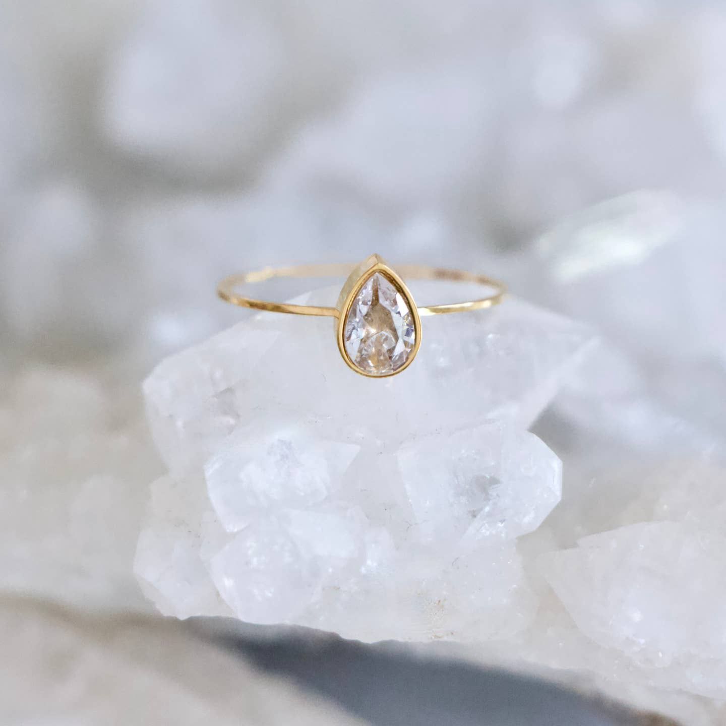 Zircon Teardrop Ring, Size: 6