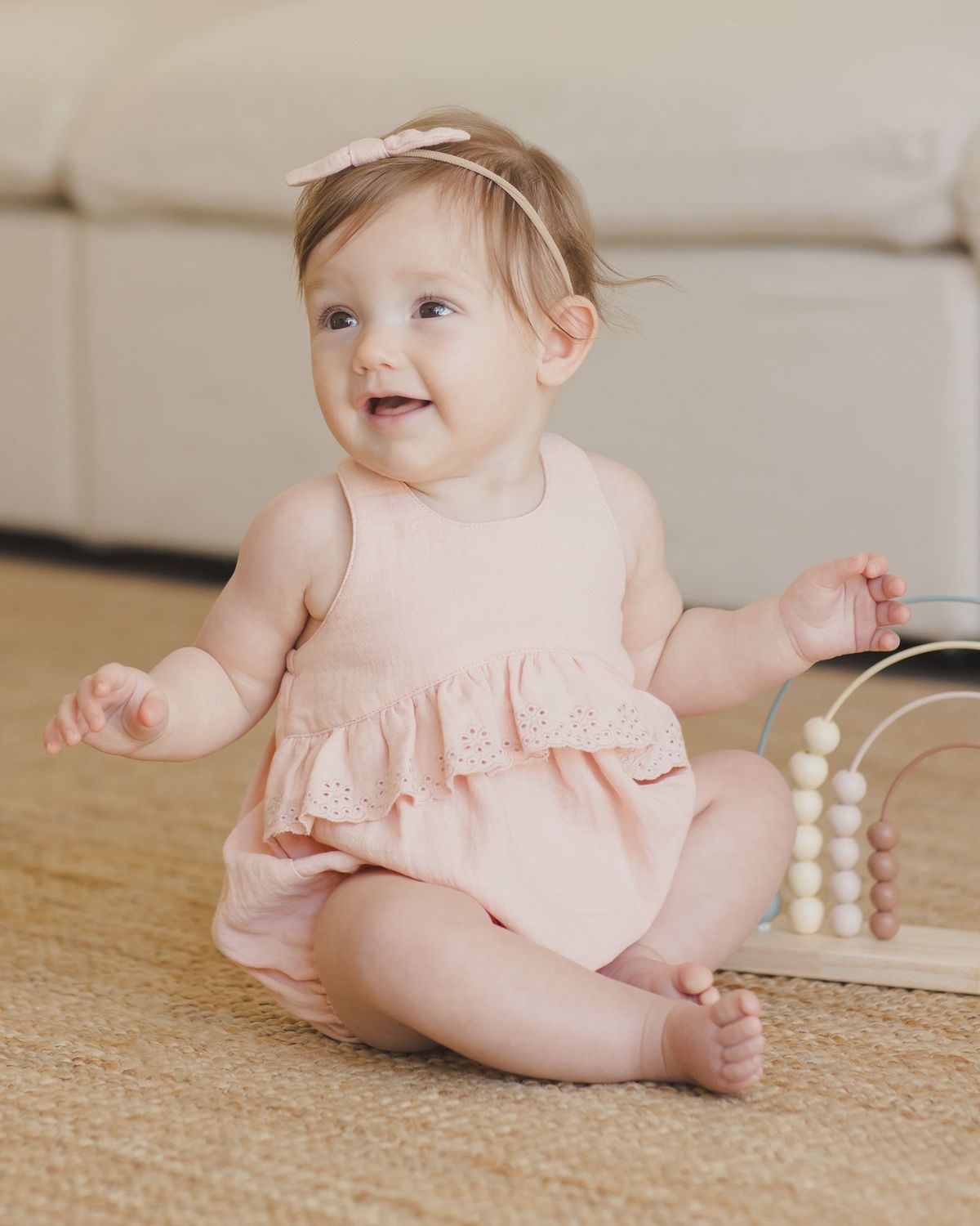 Penny Romper, Color: Melon, Size: 0-3M