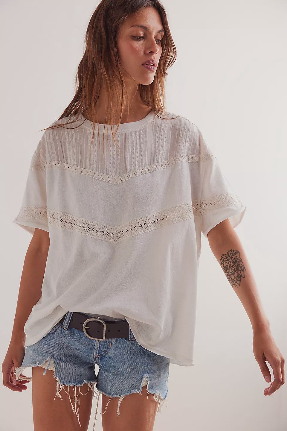 We The Free Dorothy Tee, Color: Ivory, Size: XS