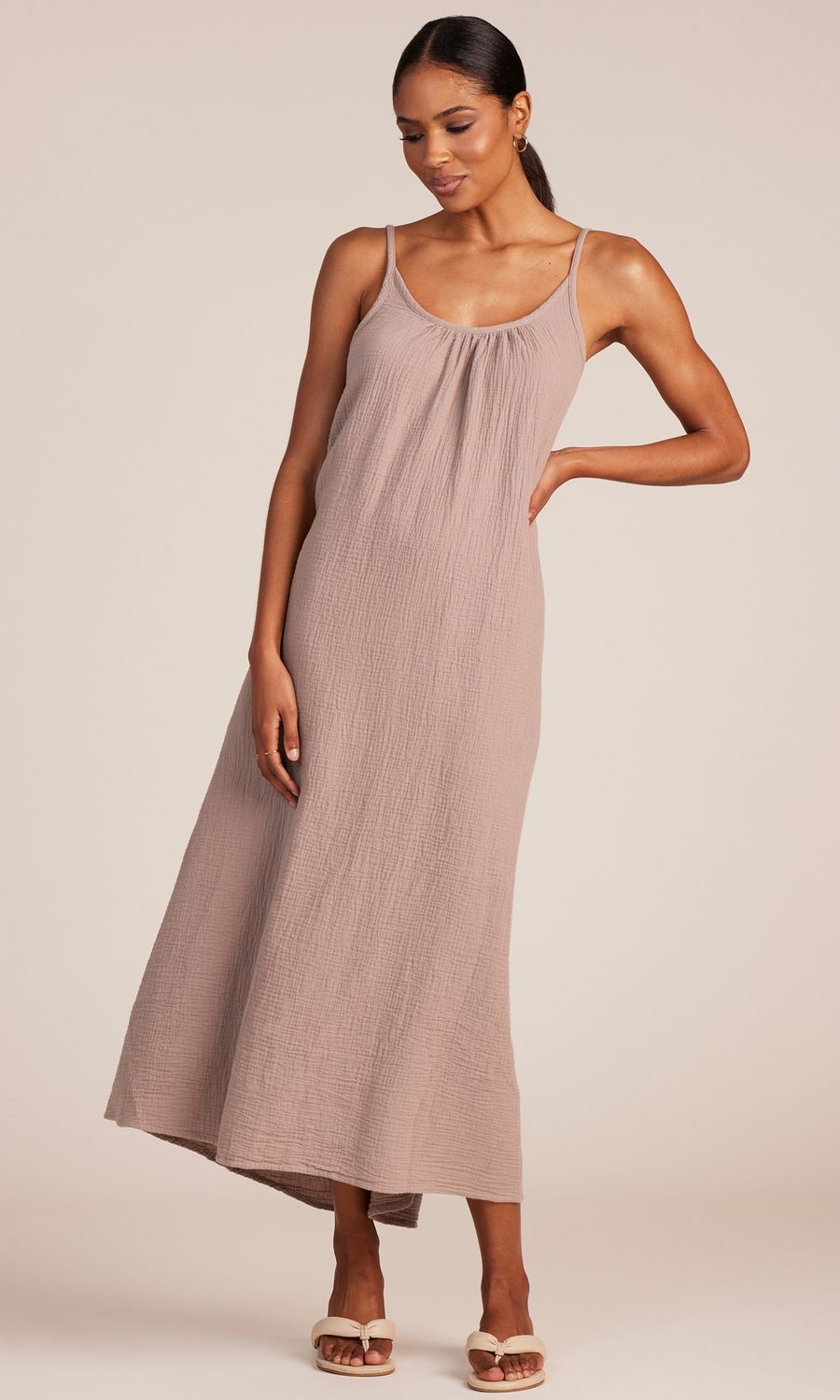 Cami Low Back Maxi Dress, Color: Mushroom, Size: Xs