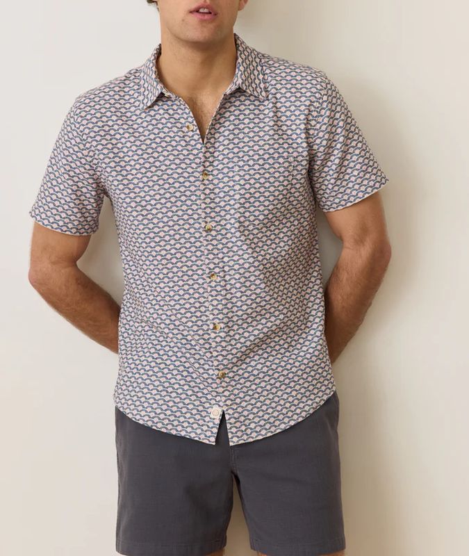 Stretch Selvage SS Shirt - Japanese Wave Print