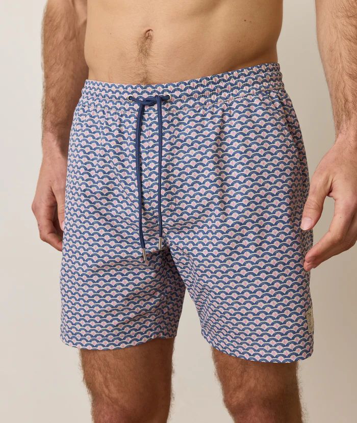 6” Lined Sport &amp; Swim Short - Japanese Wave Print, Color: Japanese Wave Print, Size: M