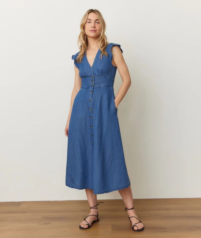 Camila Midi Dress, Color: Medium Wash, Size: XS