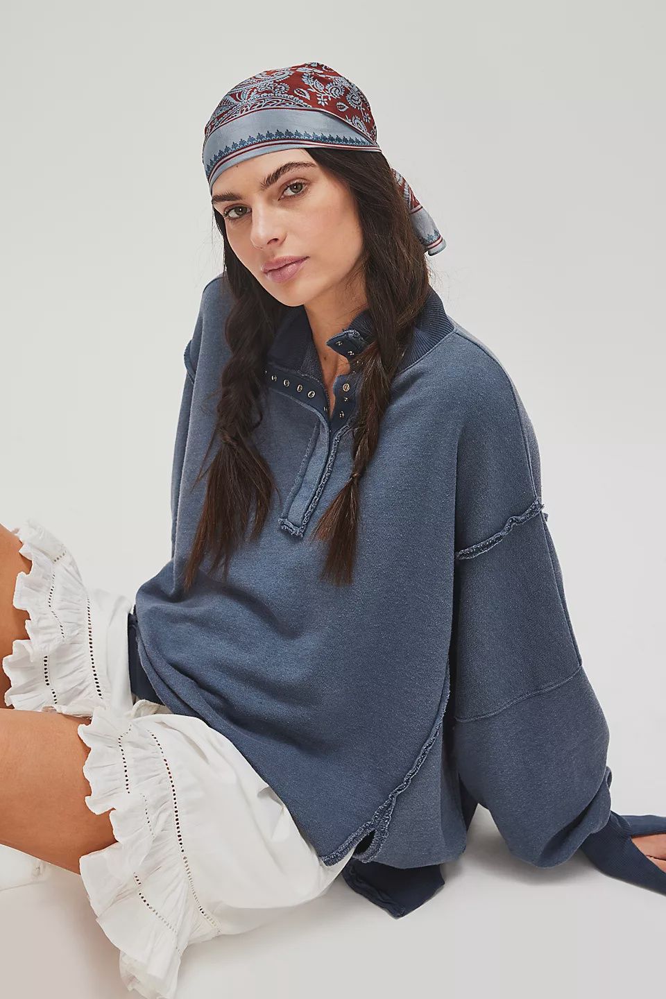 We The Free Camden Henley Sweatshirt, Color: Navy, Size: XS