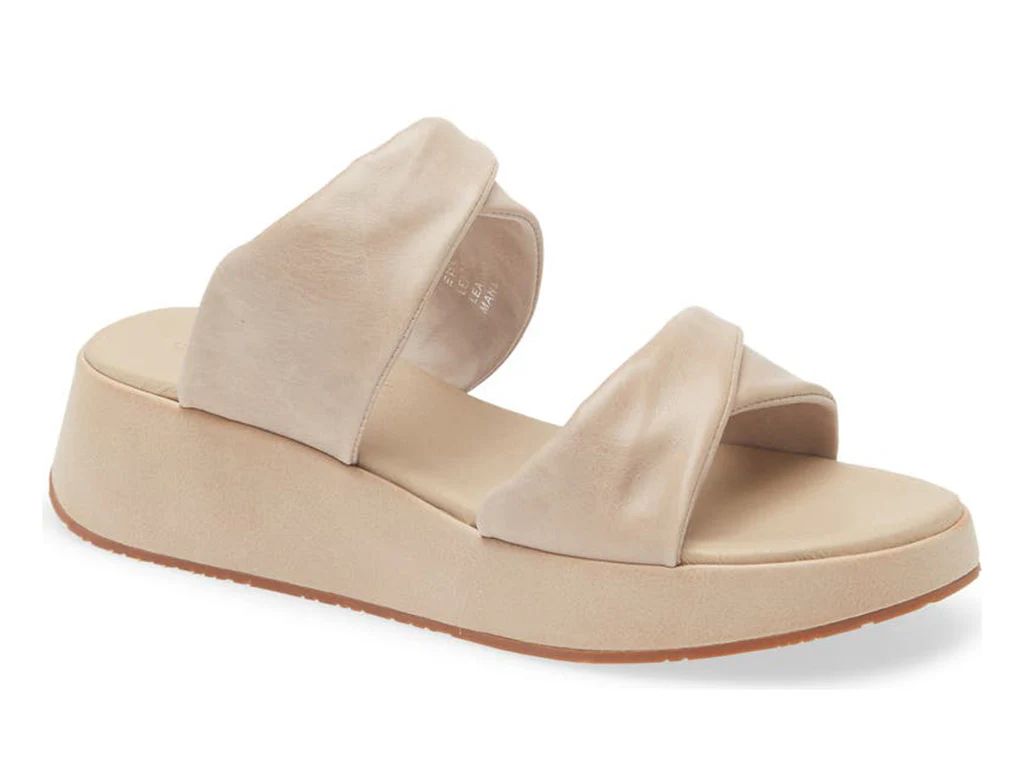 Essa Low Wedge Slide, Color: White Sand Leather, Size: 6.5