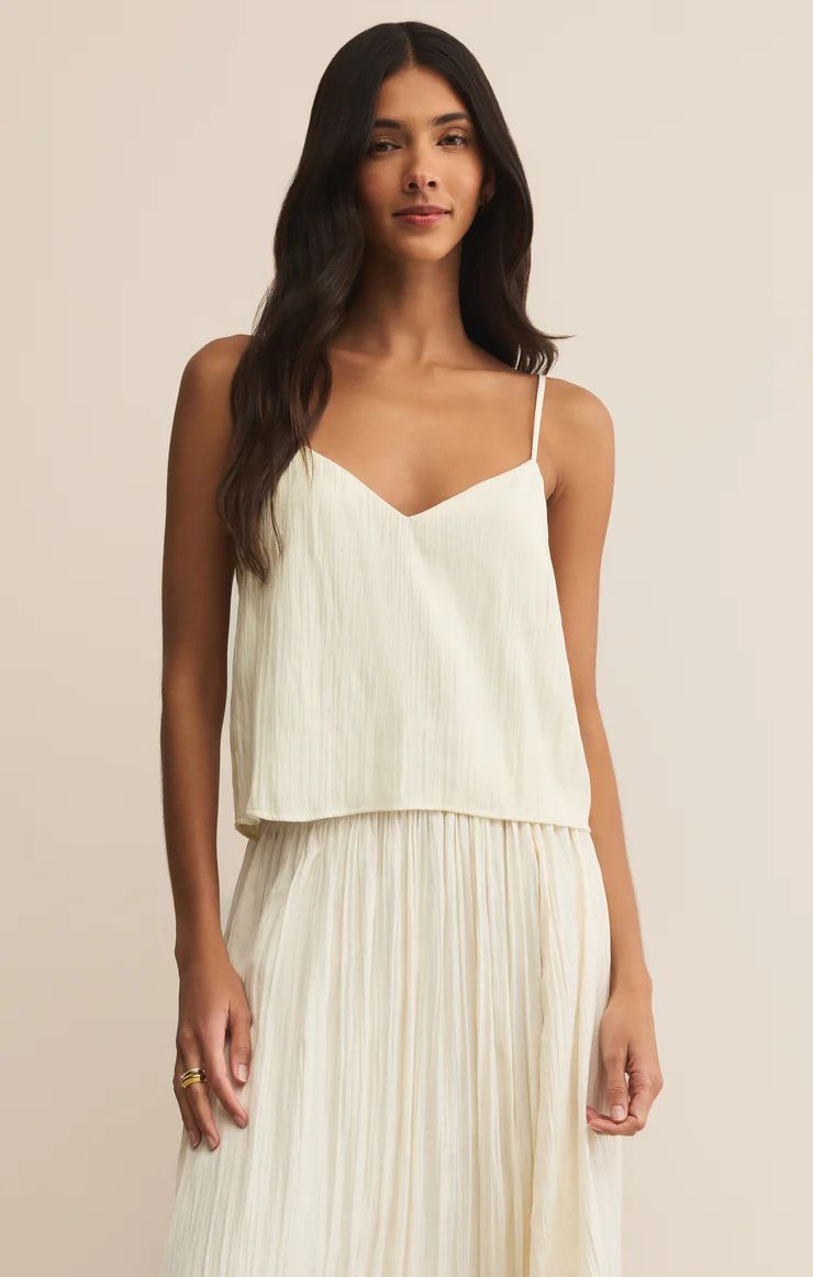 Fiore Satin Crop Tank, Color: Sandstone, Size: XS