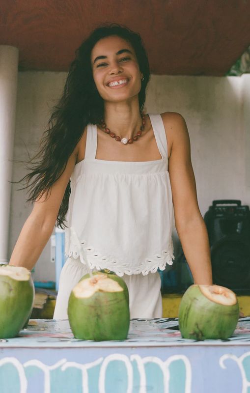 Annecy Embroidered Linen Tank