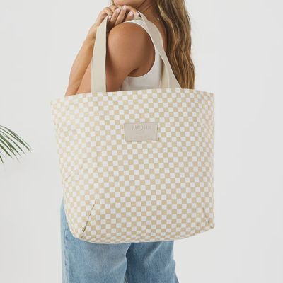 Petite Check Day Tripper in Latte