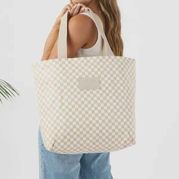Petite Check Day Tripper in Latte