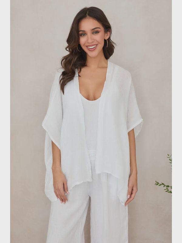 Open Kimono Cardigan Linen Top