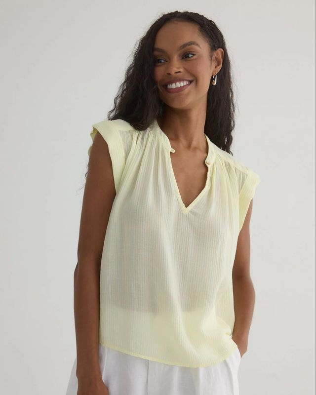 Shirred Pullover Cap Sleeve Top