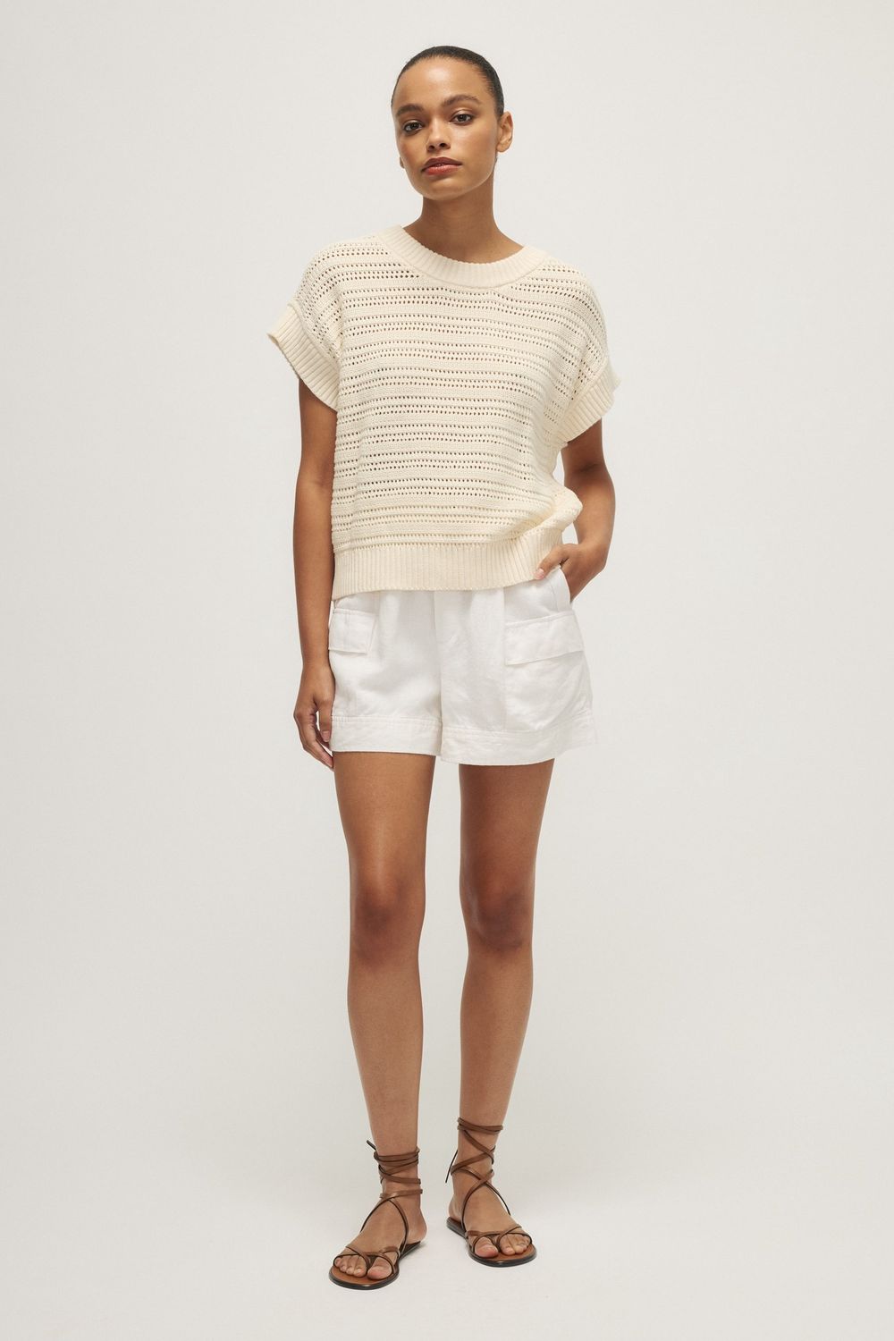 Edith Sweater Vest, Color: Cream, Size: XS