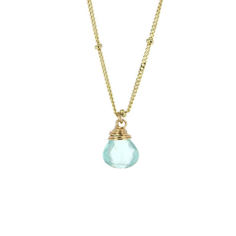 Trinket Stone Necklace, Color: Aqua Chalcedony