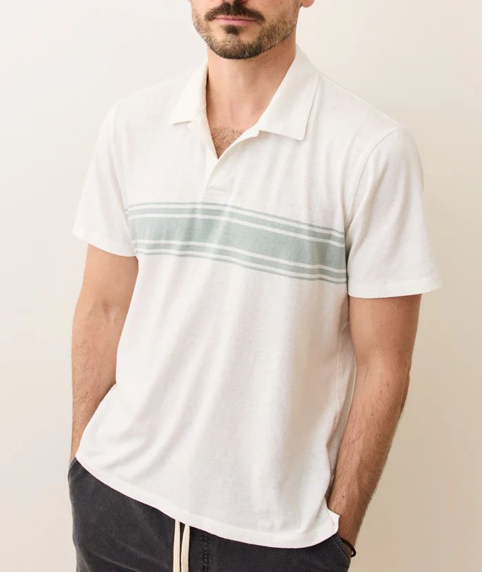 Hemp Resort Polo, Size: M, Color: White/Grey Mist Stripe