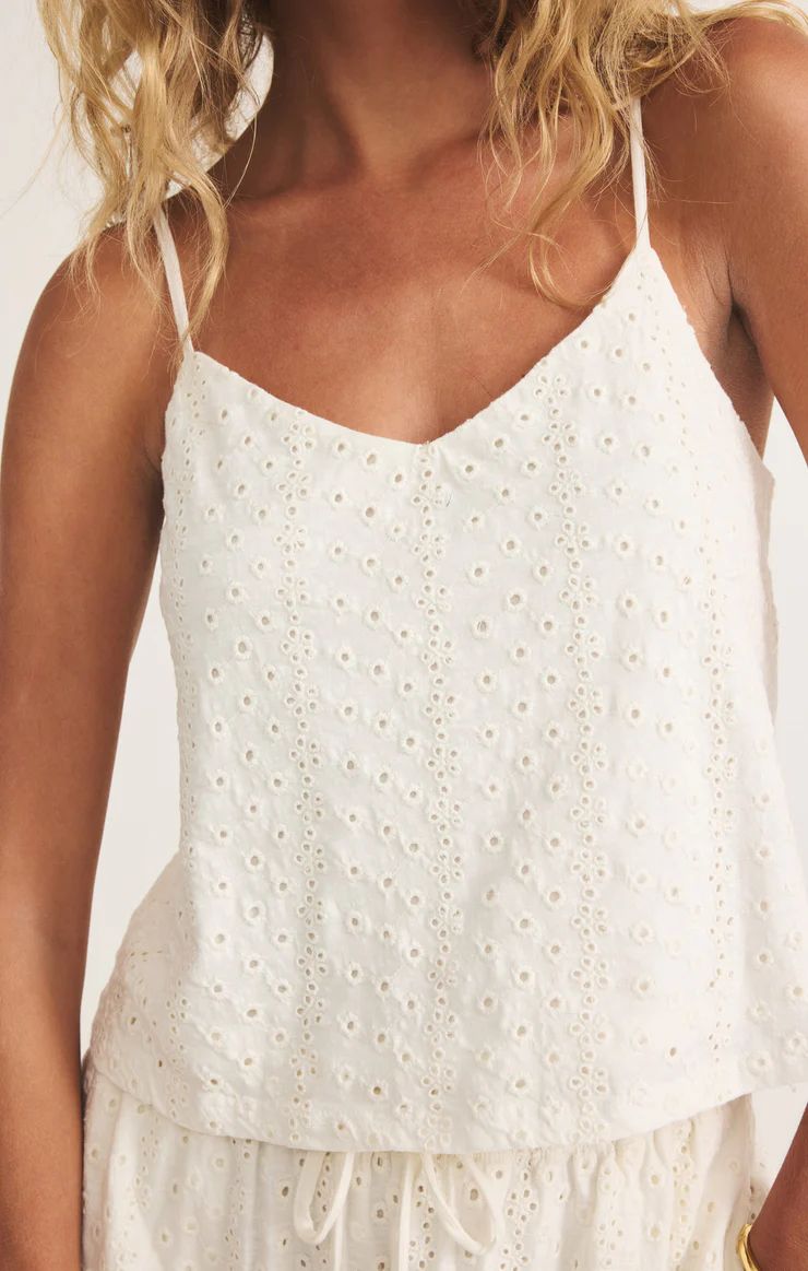 Sylvie Knit Eyelet Tank, Size: Xs, Color: White
