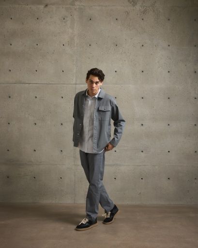 Twill Shirt Jacket, Size: M, Colour: Lead