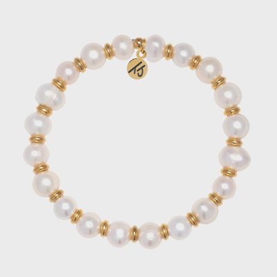 Gold Empowered Elegance Collection- Pearl Gemstone Bracelet