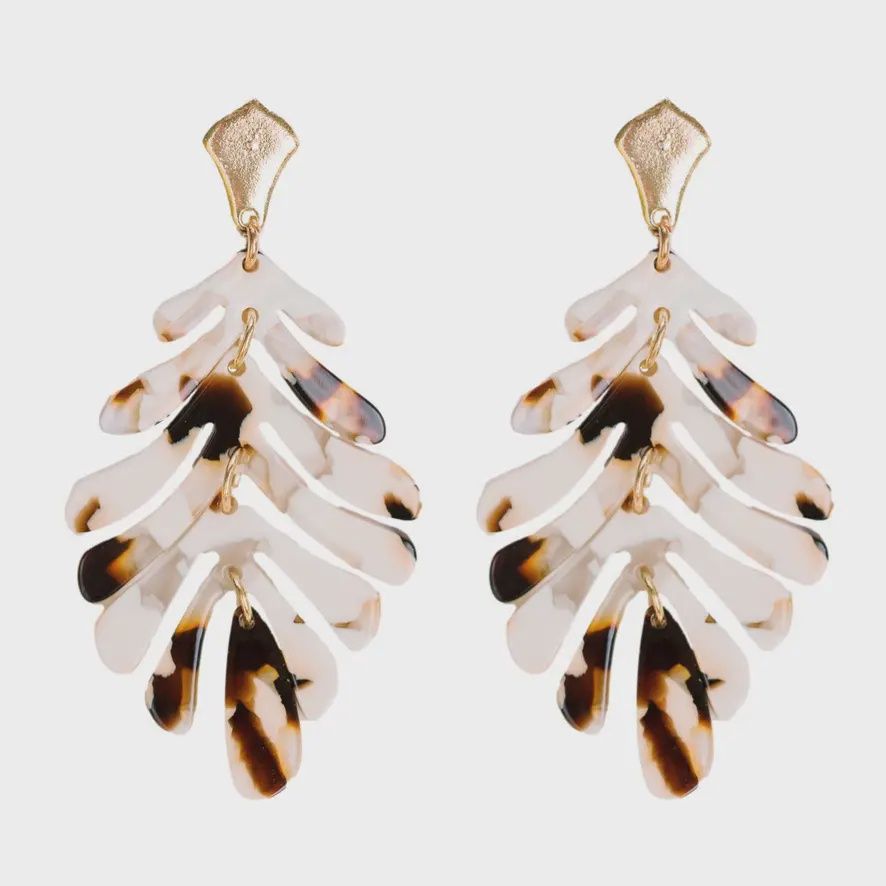 Cocoa Petite Palm Drop Statement Earrings