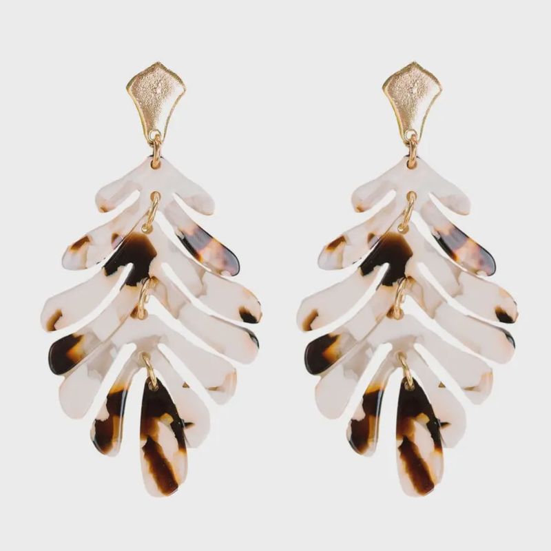 Cocoa Petite Palm Drop Statement Earrings