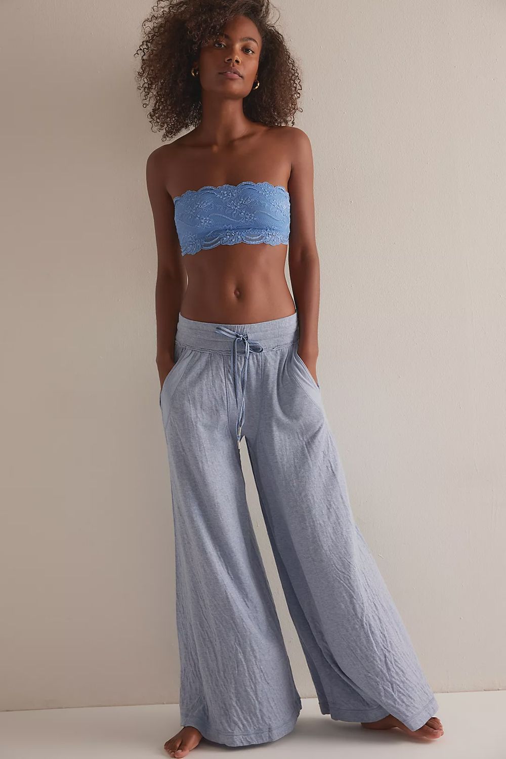 Wait A Minute Wide-Leg Lounge Pants, Color: Soft Chambray, Size: XS
