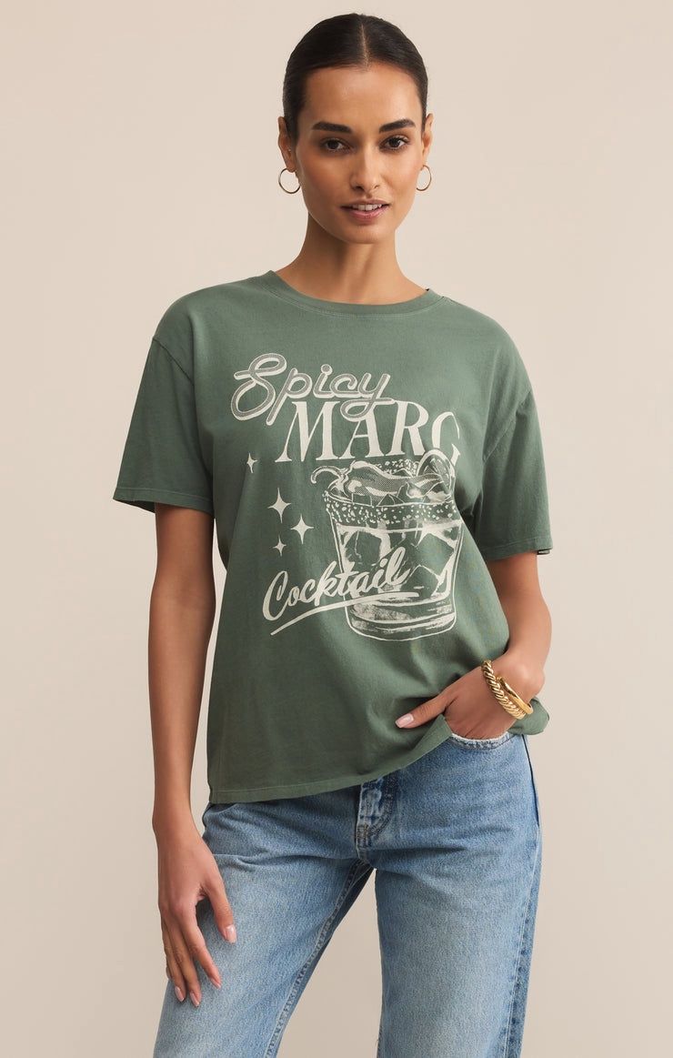Spicy Marg Boyfriend Tee, Color: Hunter Green, Size: S