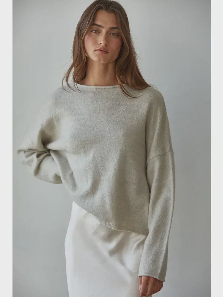Knit Sweater Rolled Round Neck