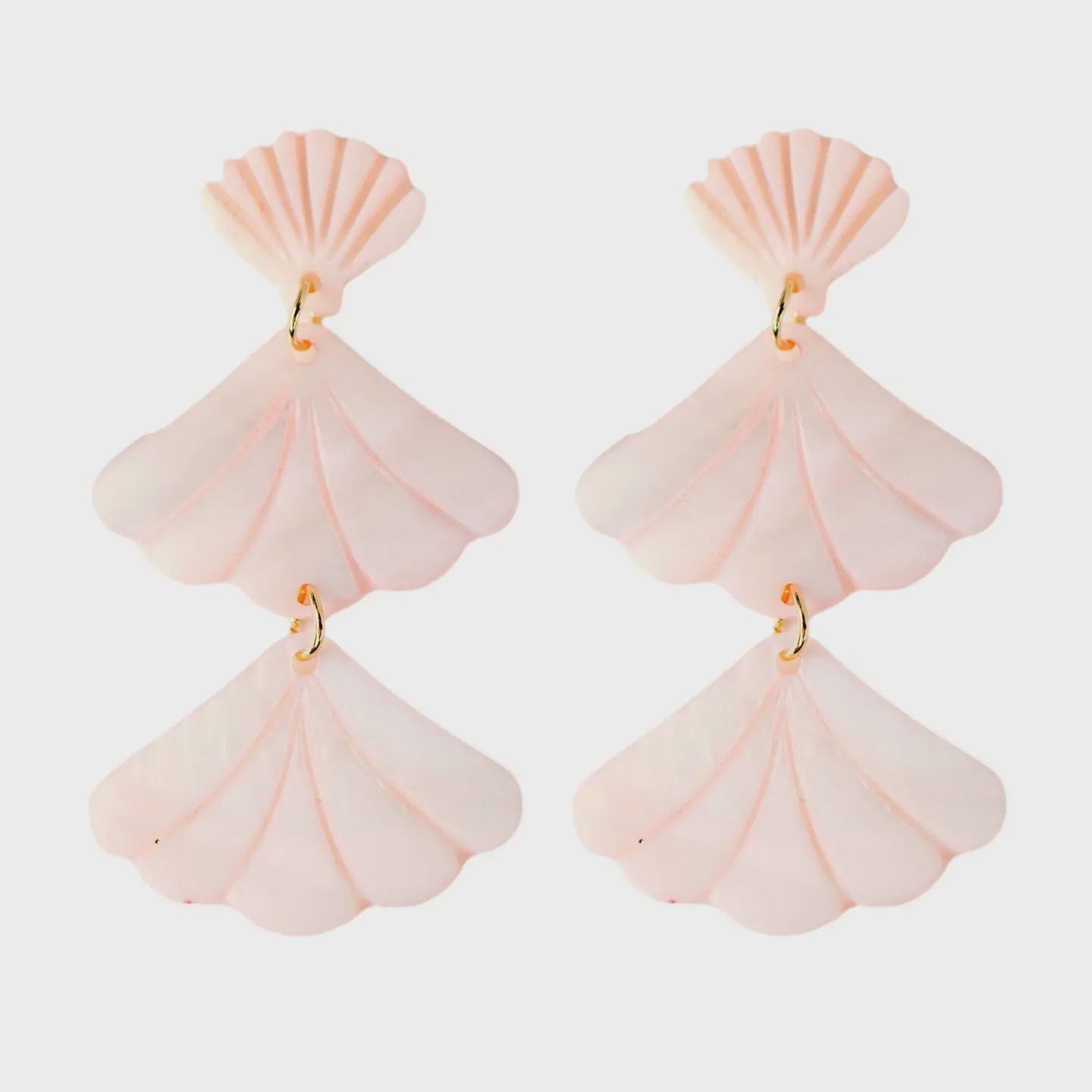 Mermaid Shell Statement Drop Earrings, Color: Pink