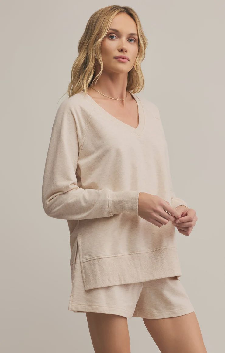 Modern V-Neck Weekender, Color: Light Oatmeal Heather, Size: XS