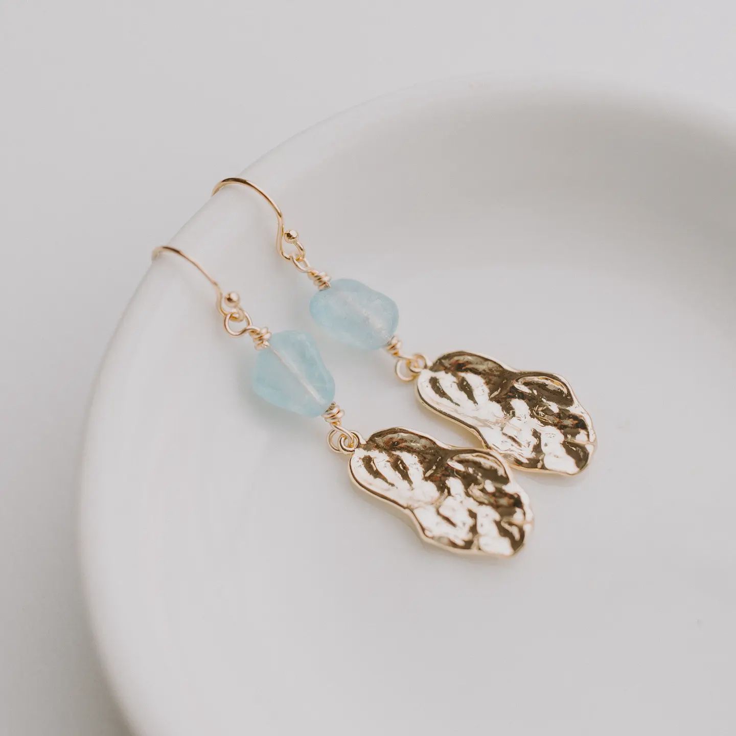 Oyster &amp; Aquamarine Earrings