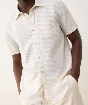 Better Than Linen SS Shirt - Tan White Stripe