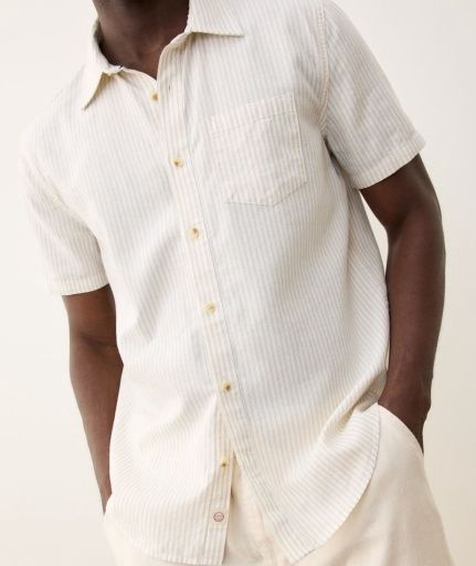 Better Than Linen SS Shirt - Tan White Stripe
