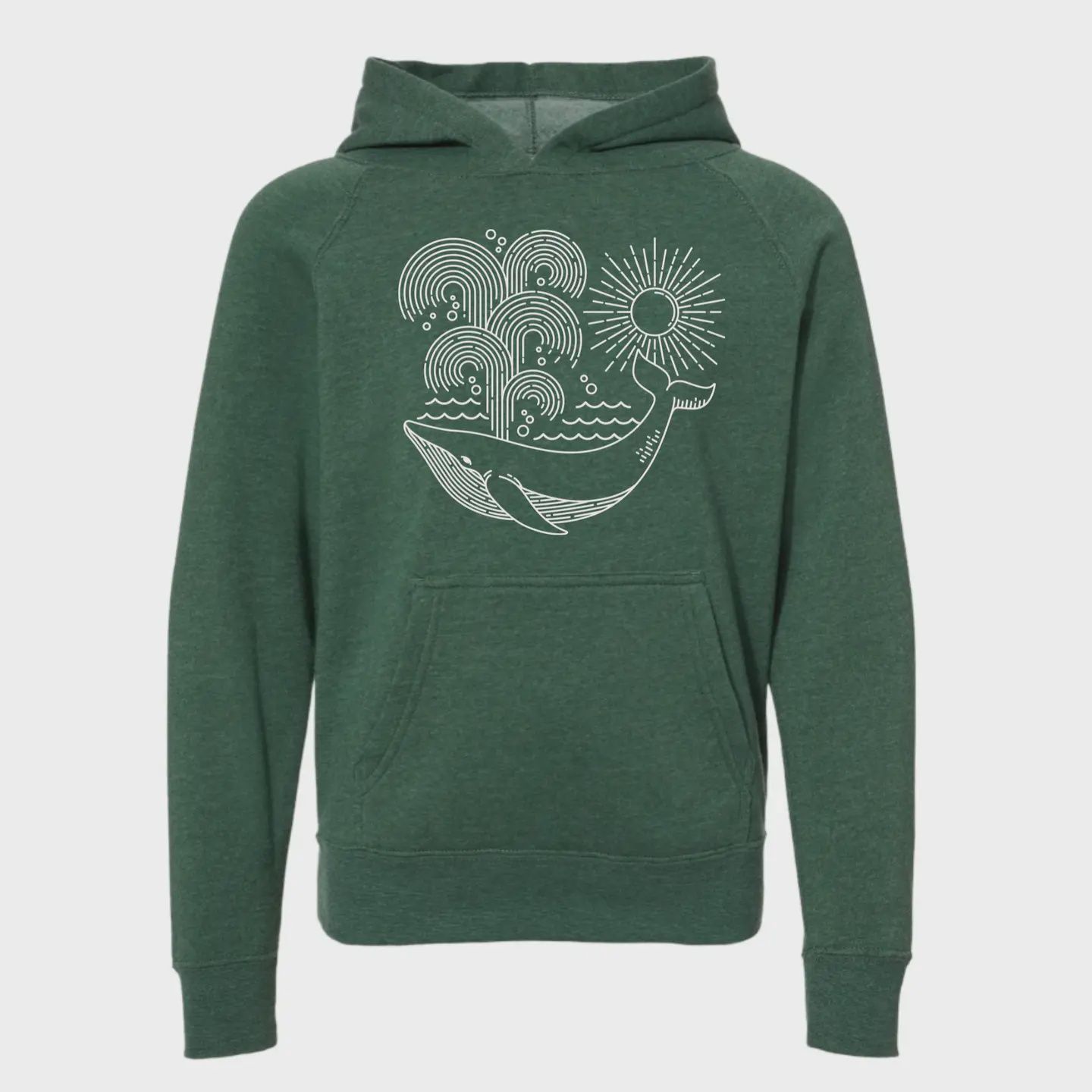 Whale Hoodie - Green, Size: 2T
