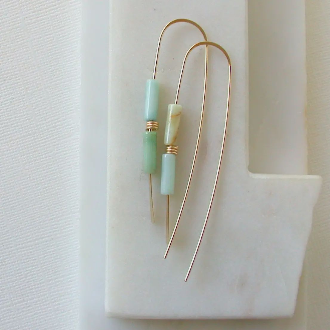 Aquamarine Gemstone Threader Earrings