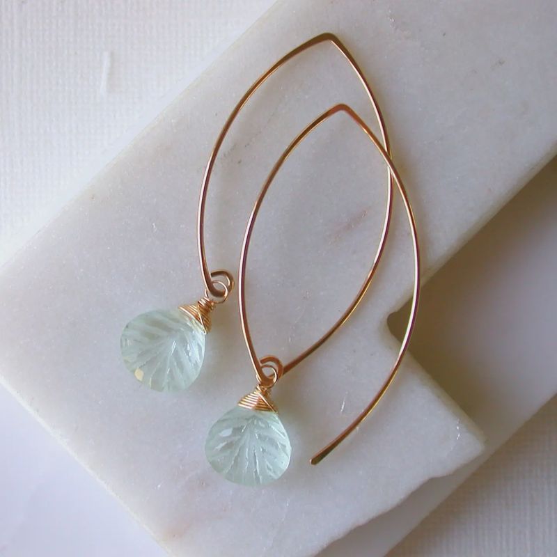 Carved Aquamarine Threader Earring