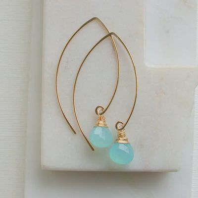 Chalcedony Curving Threader Earring