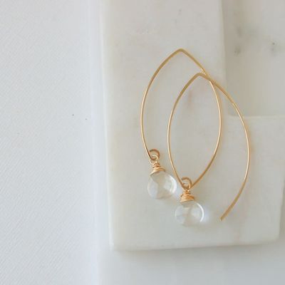 Crystal Quartz Curving Threader Earring