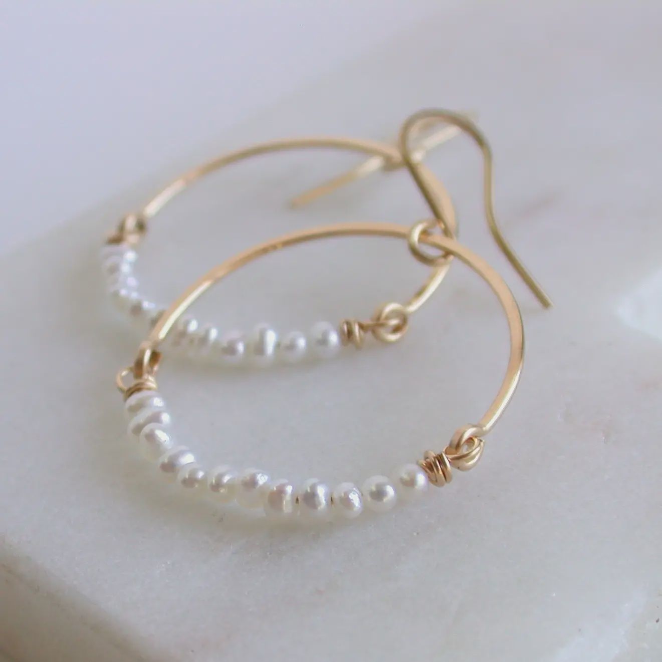 Pearl Hoop Earring, Size: Small
