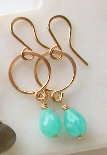 Petite Gemstone Earring, Stone: Amazonite