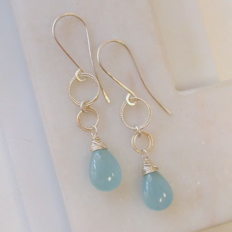 Polished Aquamarine Drop Earring