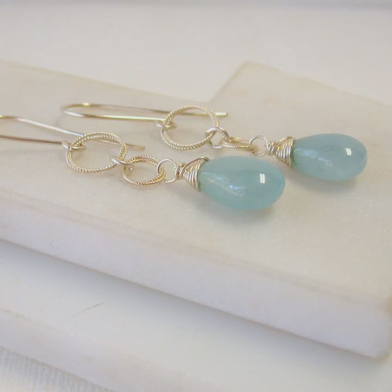 Polished Aquamarine Drop Earring